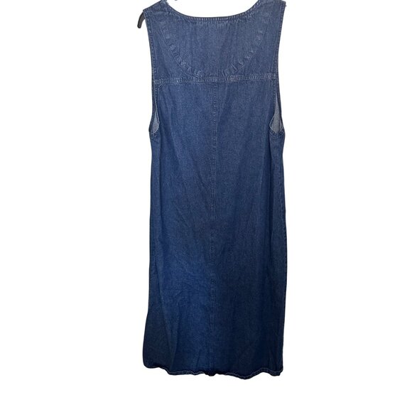 Y2K Ladies Large Denim Button-Up Sleeveless Romper Dress WPockets Vintage - Picture 3 of 7